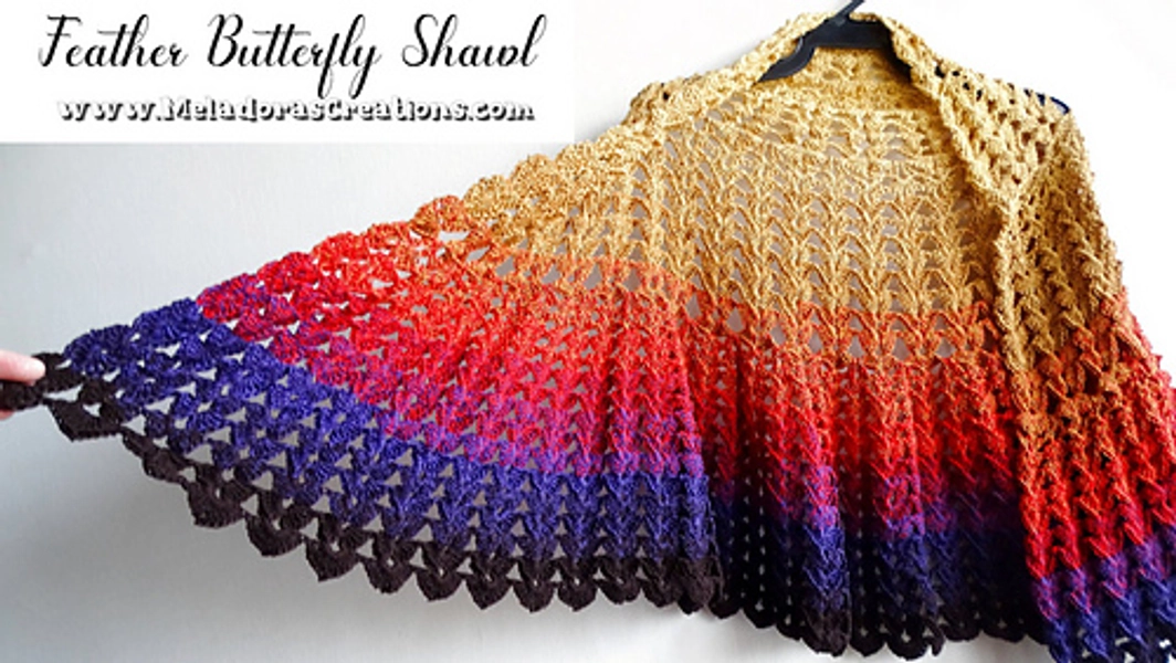 Feather Butterfly Shawl Crochet Pattern