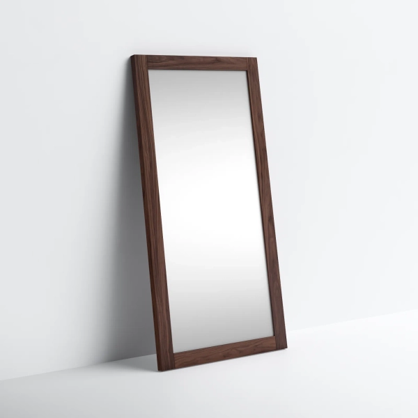 Ebern Designs Zumbrota - Modern Walnut Floor Mirror | Wayfair