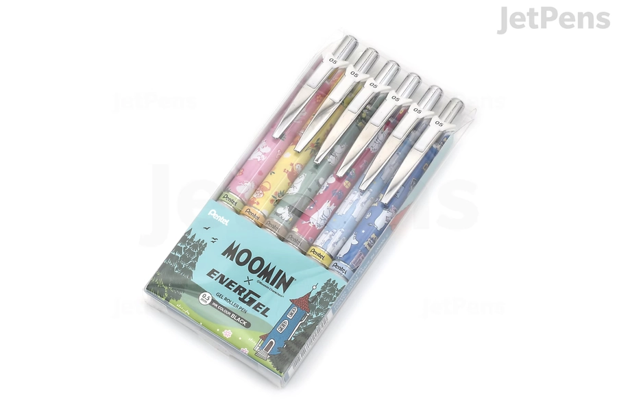 Pentel EnerGel Gel Pen - 0.5 mm - Moomin - Black Ink - 6 Pen Set - Limited Edition