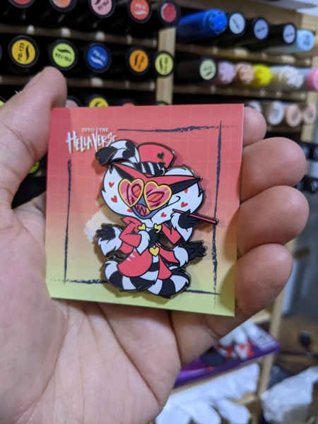 Valentino / Hellaverse Fanmerch / Hazbin Hotel Pins / Black Plated Hard Enamel / Kawaii Chibi Style - Etsy