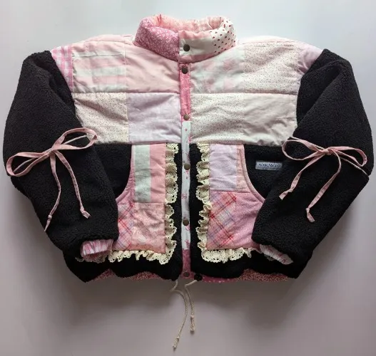 Pink & Black Sherpa Coat — A/ASUNSOLO
