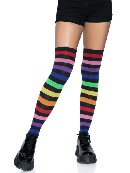 Aurora Rainbow Thigh High Socks - Rainbow / One Size