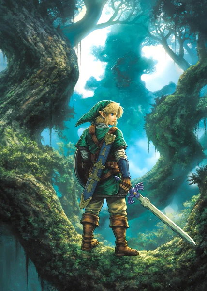 Displate - 'Link in the Forest' Poster, picture, metal print, paint by Anime Reverie Maison