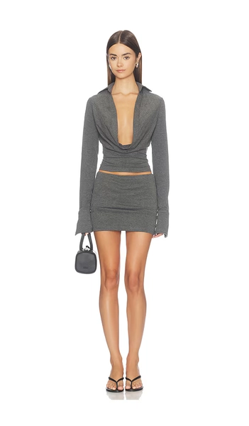 superdown Franklin Mini Skirt Set in Grey. - size XS