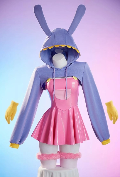 TADC Jax Derivative Sexy Cosplay Costume Suit Suspender Dress with Short Hooded Jacket and Gloves