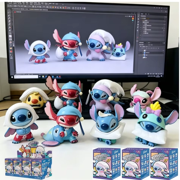 Cartoon Stitch Blind Box Dolls Trendy Play Pillow Fight Themed Cute Peripheral Figurines Model Toys Desktop Ornaments Birthday