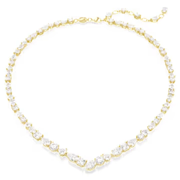 Mesmera necklace, Mixed cuts, White, Gold-tone plated