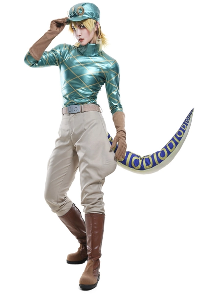 JoJos 7 Steel Ball Run Diego Dio Bulando Full Set Cosplay Costume with Hat and Dinosaur Tail