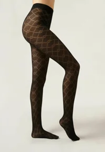 FISHNET WITH DIAMOND PATTERN - Punčocháče - black