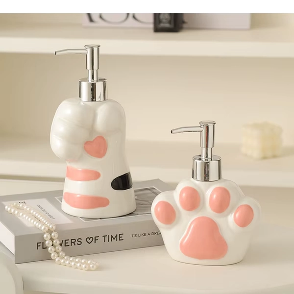 Dispensador de jabón con garra bonita, botella de lavado a mano de cerámica para Hotel, soporte para cepillo de dientes, placa, suministros de accesorios para el baño y el hogar - AliExpress 13