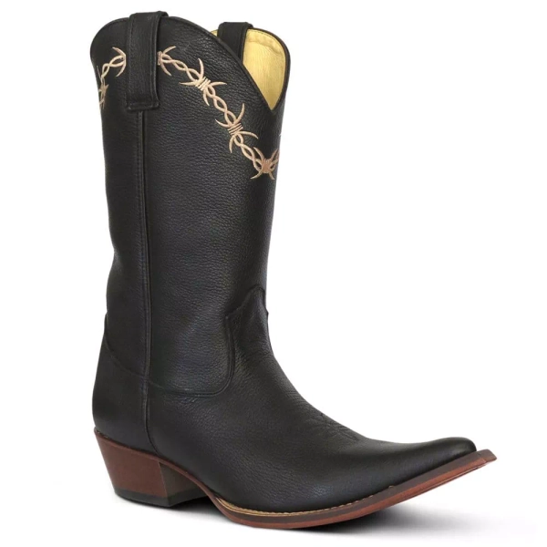Bota Texana Masculina Couro Floater Preto Arame - Silverado Botas | SILVERADO BOTAS