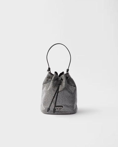 PRADA Mini crystal-studded satin bag