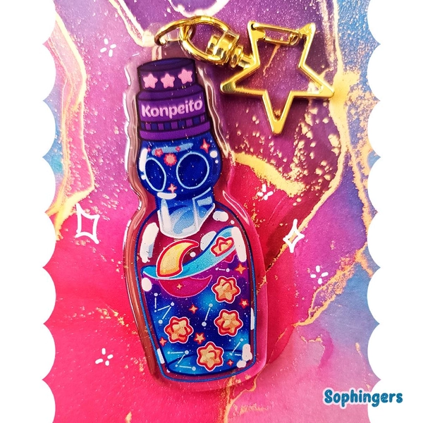 Konpeito lemonade keychain // Glittery clear acrylic keychain