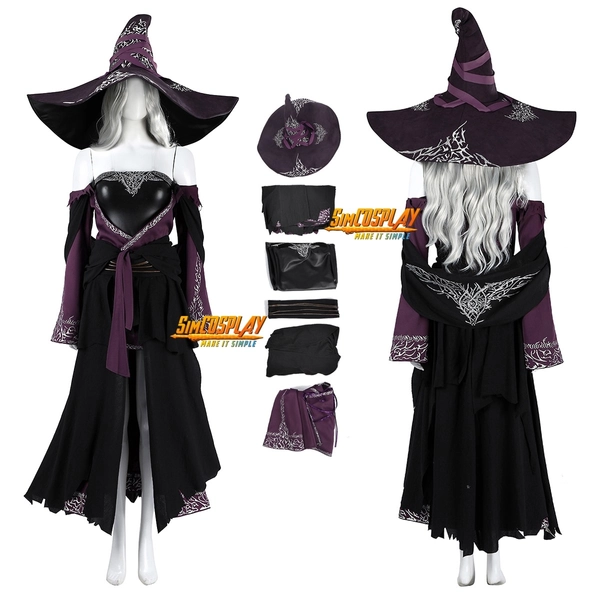 Elden Ring Nightreign Recluse Cosplay Costume Black Purple Dress Suit