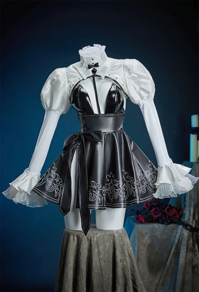 Nr:Automata 2B Cosplay Costume Black High-waisted Half Skirt with Bow
