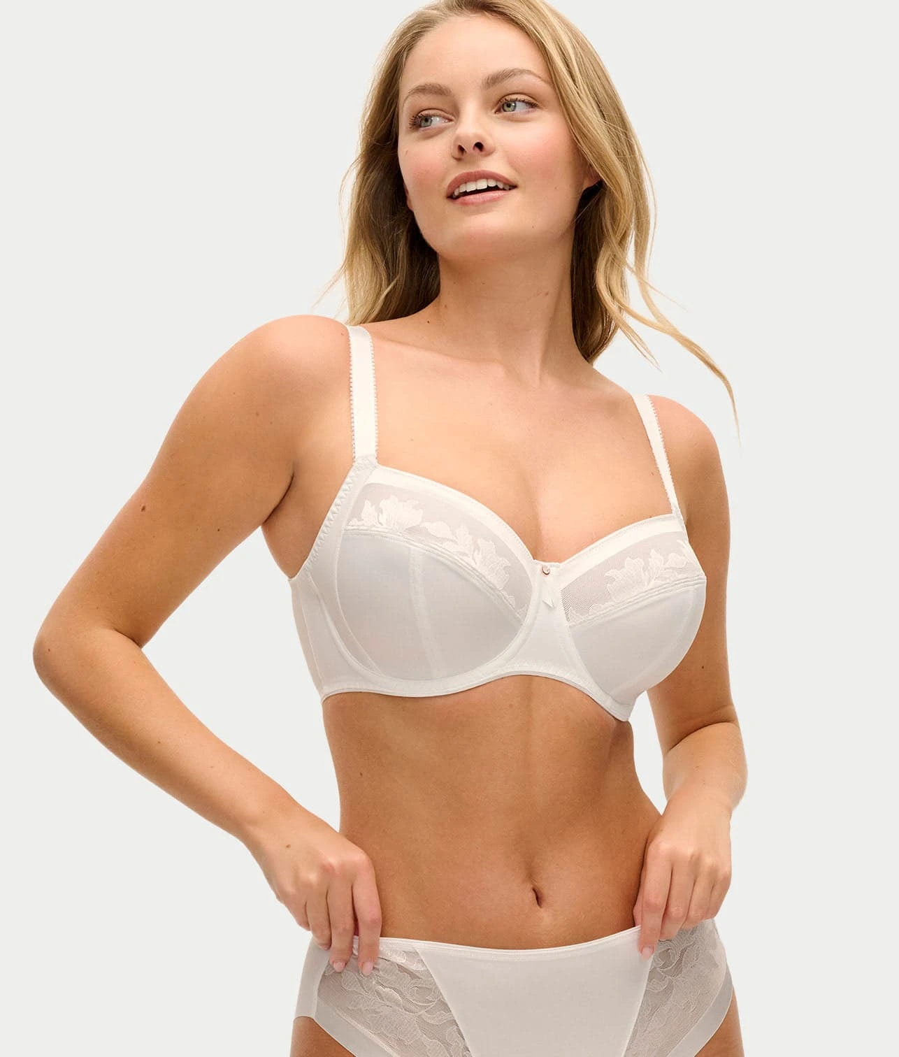 Illusion Side Support Bra | White / 34 / F