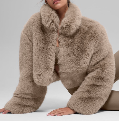 Faux Fur Cropped Jacket - Oat