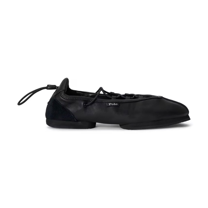 Polo Ralph Lauren baleriny skórzane Ballerina Lace Up  kolor czarny 804P08221001