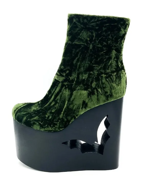 Velvet platform boots