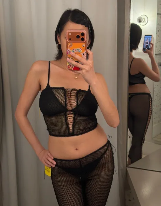 Kayleigh Peddie: Lace-Up Fishnet Tube Top - Black