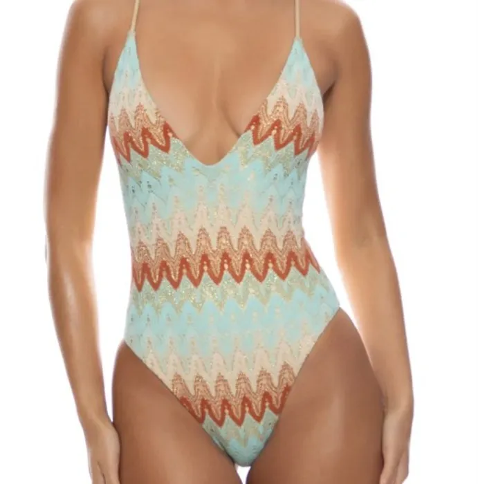 ZIG ZAG FLOW - Deep V One Piece Moderate Coverage