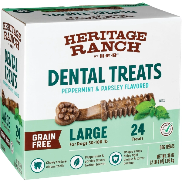 Heritage Ranch by H-E-B Grain Free Peppermint & Parsley Large Breed Dental Dog Treats
