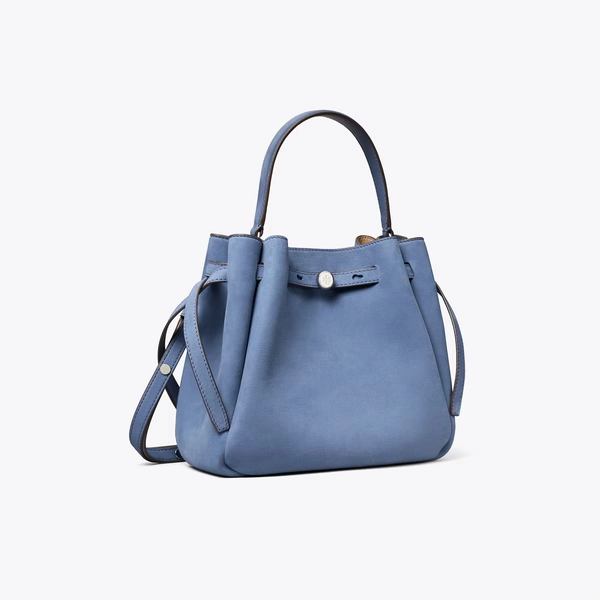 Romy Nubuck Bucket Bag in blue, size OS
