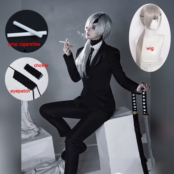 Anime Quanxi Cosplay Kostüm Teufel Hunter Schwarz Anzug Chainsawman Quanxi Perücke Augenklappe Männer Frau Karneval Halloween Party Uniformen - AliExpress 