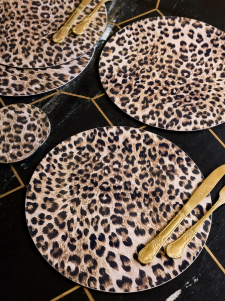 Rockett St George Set of 4 Leopard Love Wipe Clean Placemats - Size ONE