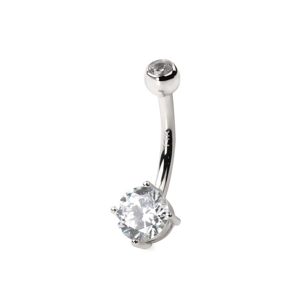 Piercing para el ombligo en oro de 14 quilates con circonita esférica-Oro 14K