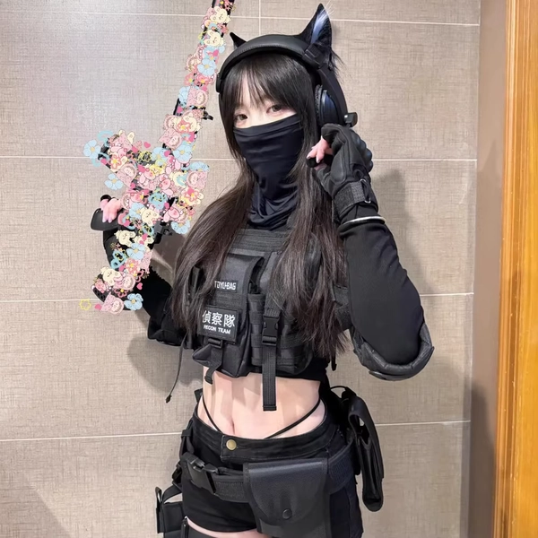 Women Tactical Uniform Halloween Cosplay Costumes Chest Bag Waist Bag Sets Combat Vest Shorts Girls Military Games Costume - AliExpress 200000532