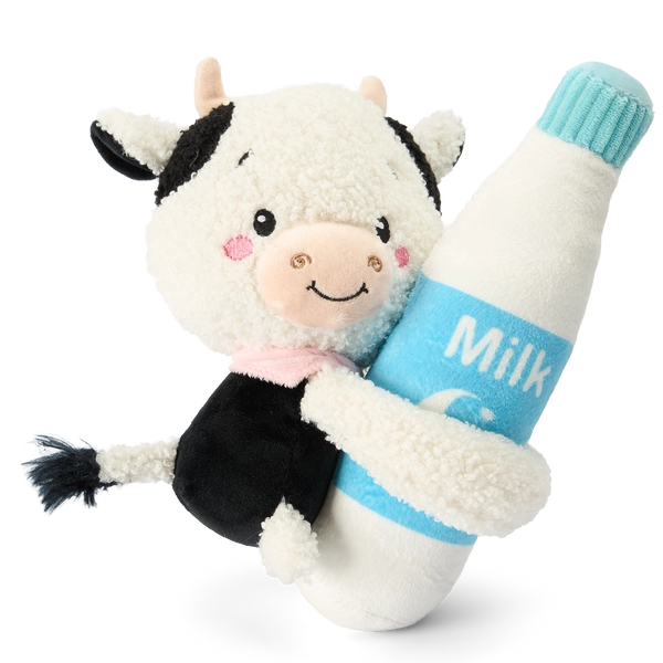 Hugmate Cow Hugging Milk Bottle Funny Squeaker Dog Toy