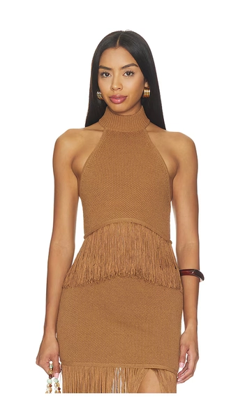 Chrissa Halter Fringe Crop Top