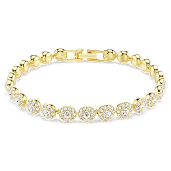 Una Angelic bracelet, Round cut, White, 18K gold finish