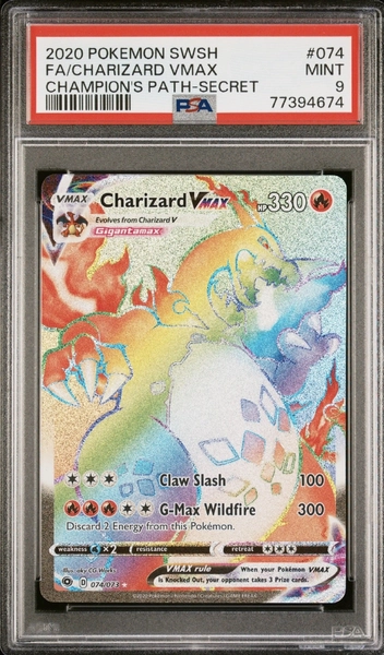 Pokemon SWSH Champion's Path 074/073 Charizard Vmax Secret Rainbow PSA 9