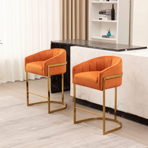 Mercer41 Johnnice 27" Metal Tufted Bar Stools