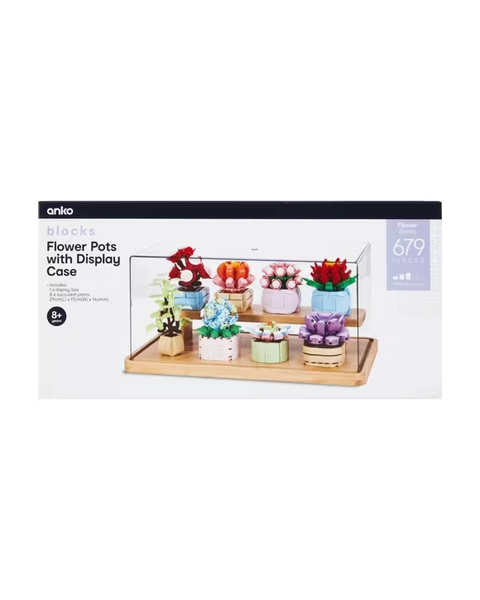 679 Piece Blocks Flower Series: Flower Pots with Display Case