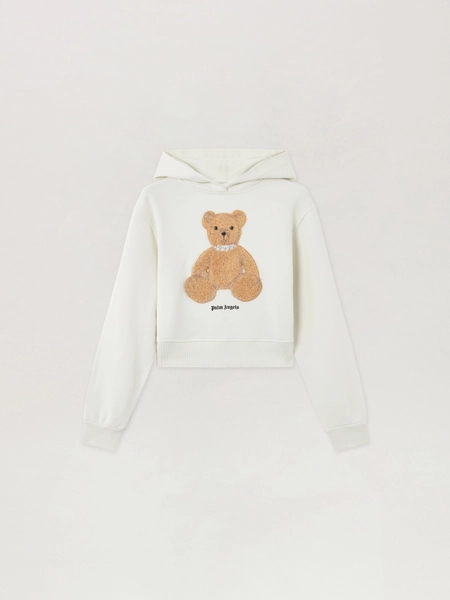 PALM ANGELS Bear Fitted Hoodie Woman  Off White Brown