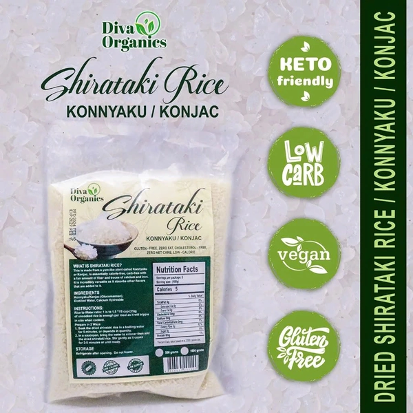 Organic Dry Shirataki Rice | Konjac Keto [Low Carb, Diet Healthy, Rice Alternative] 1KG