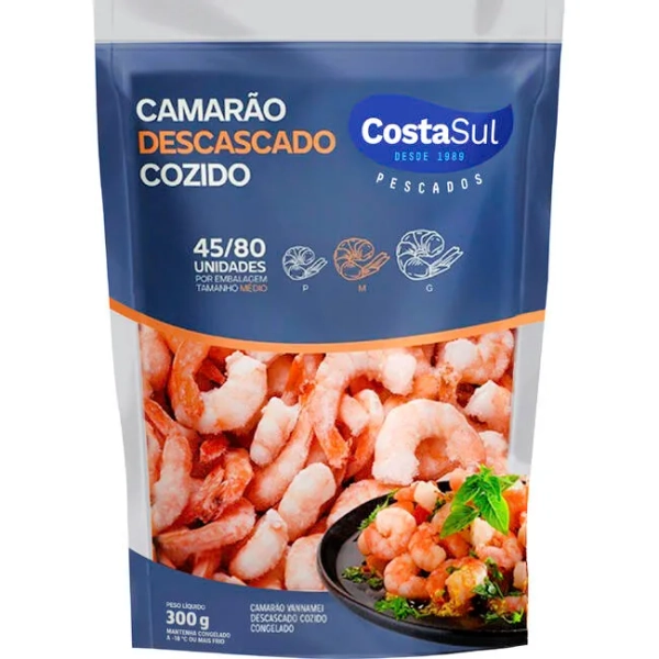 Camarão Costa Sul Cong Descascado Cozido 45/80 300g