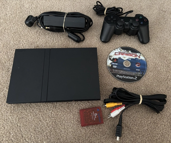 PlayStation 2 PS2 Slim Console 79002 + Controller + 1 Game + Cable + Memory Card