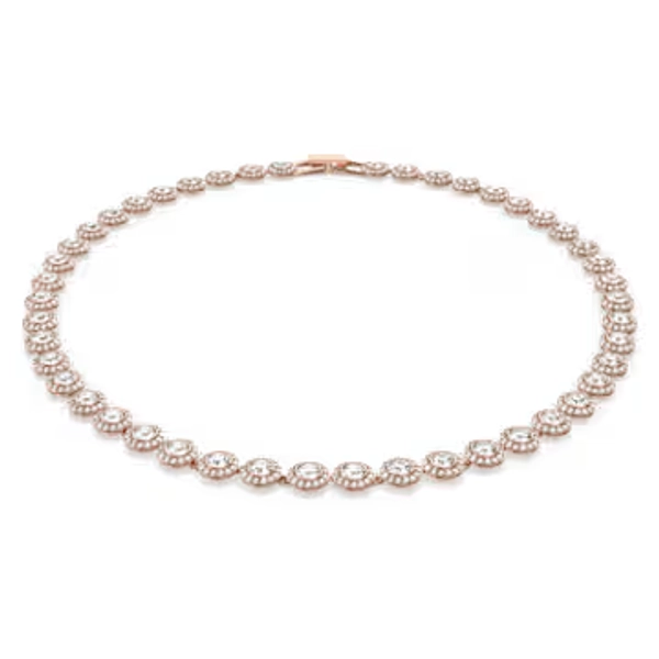 Una Angelic necklace, Round cut, Medium, White, Rose gold-tone plated