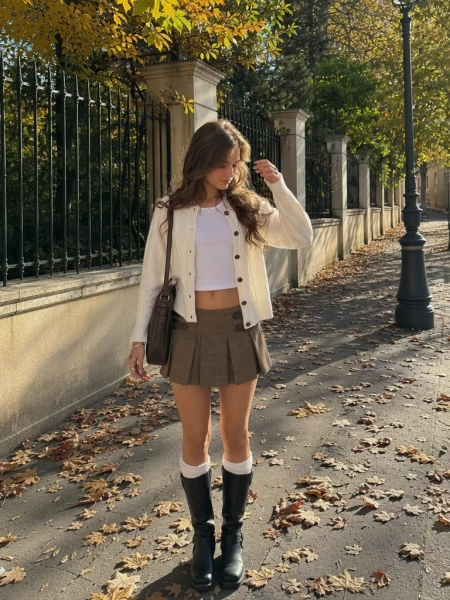 Knit Fabric Across The Hall Skirt For School Daily Casual Date