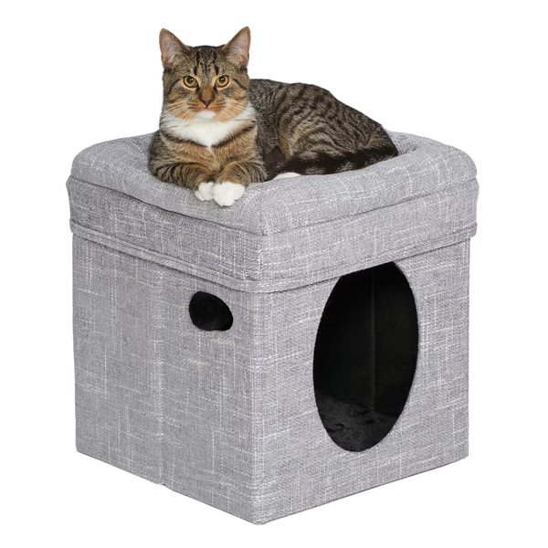 Midwest Curious Cube for Cat, Silver, 16.53" H