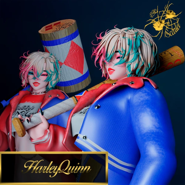 Harley Quinn 3D Weapon Pack – Stylized Bat & Mallet (FBX + Textures) by Scarlet_ on Jinxxy