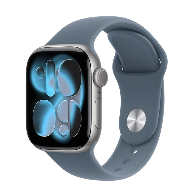 Apple Watch Series 11 GPS, 42mm Space Gray Aluminum Case with Anchor Blue Sport Band - M/L