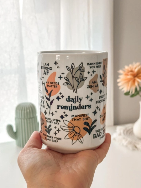 Mental Health Mug Daily Affirmations Glass Cup 15oz Daily Affirmations Mug Gift for Her Best Friend Tumbler Mental Health Giftful Mug - Etsy