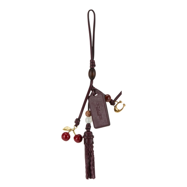 COACH Cherry Heritage Leather Bag Charm - Merlot