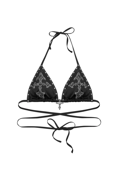 FERAL STUDDED BIKINI TOP BLACK