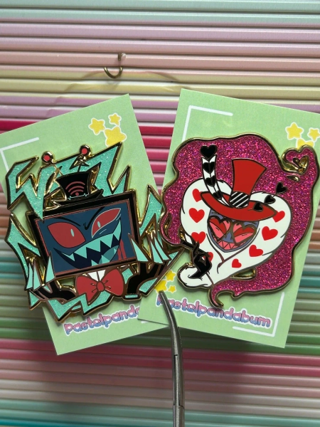 Hazbin Hotel - Vox & Valentino Enamel Pin Badge - Etsy